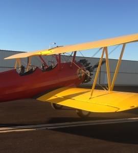 Bright yellow prop plane