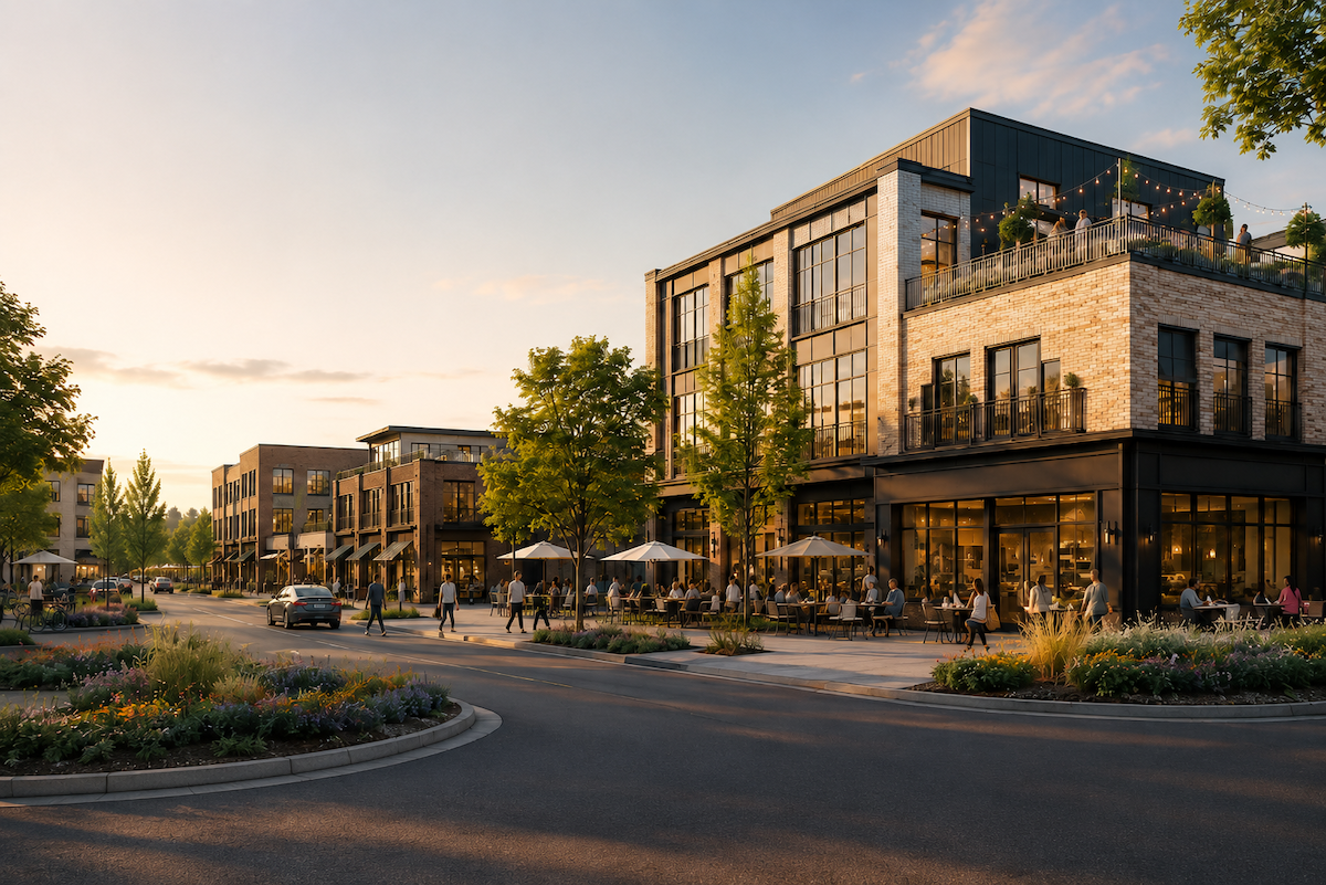 Conceptual mixed-use rendering for Block 3 at Story House Village