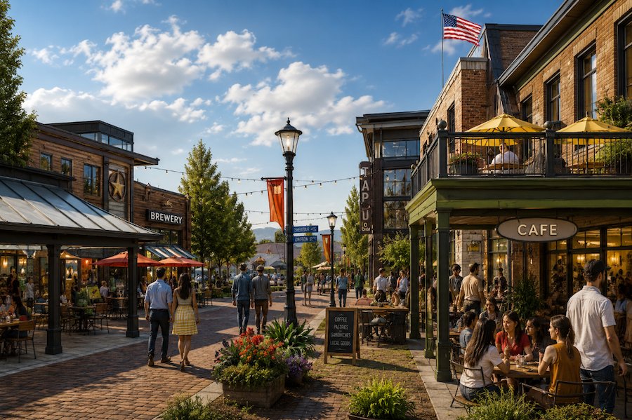 Conceptual mixed-use rendering for Block 3 at Story House Village